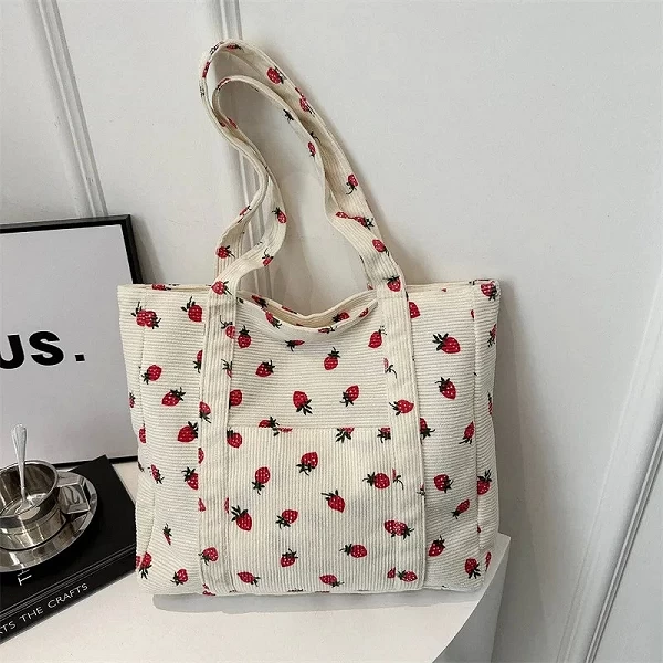 Sac à main en velours côtelé pour femme, sac de plage polyvalent - Style frais et doux|1,92 €|OKKO MODE