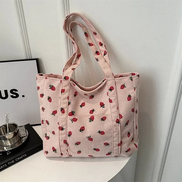 Sac à main en velours côtelé pour femme, sac de plage polyvalent - Style frais et doux|1,92 €|OKKO MODE