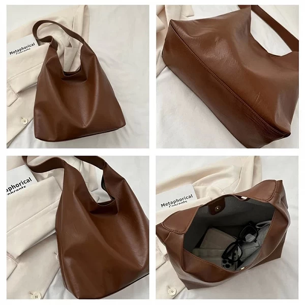 Sac à bandoulière en cuir souple pour femme - Grand sac fourre-tout rétro hand-made|6,44 €|OKKO MODE