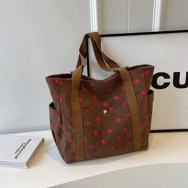 Sac fourre-tout en velours côtelé, grande capacité et polyvalent|2,00 €|OKKO MODE