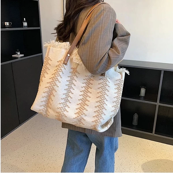 Grand sac fourre-tout décontracté pour femme, poignée supérieure - Sac de plage élégant|2,97 €|OKKO MODE