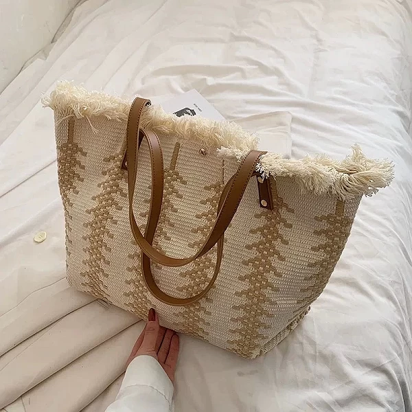 Grand sac fourre-tout décontracté pour femme, poignée supérieure - Sac de plage élégant|2,97 €|OKKO MODE