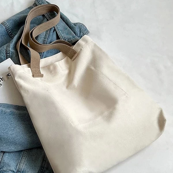 Sac fourre-tout en toile pour femme, grande capacité et fil à coudre|1,95 €|OKKO MODE