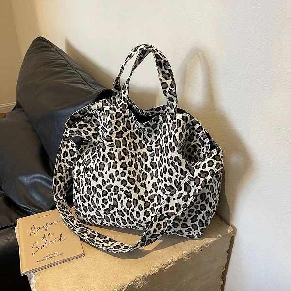 Grand sac fourre-tout en nylon léopard pour femmes, grande capacité|7,00 €|OKKO MODE