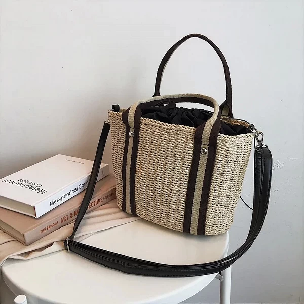 Sac de plage en paille tissé à la main | Sac rotin femme bohème|6,00 €|OKKO MODE