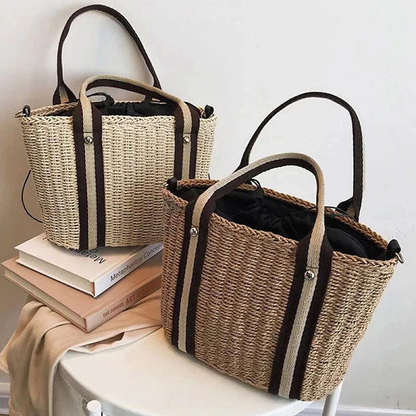 Sac de plage en paille tissé à la main | Sac rotin femme bohème|6,00 €|OKKO MODE