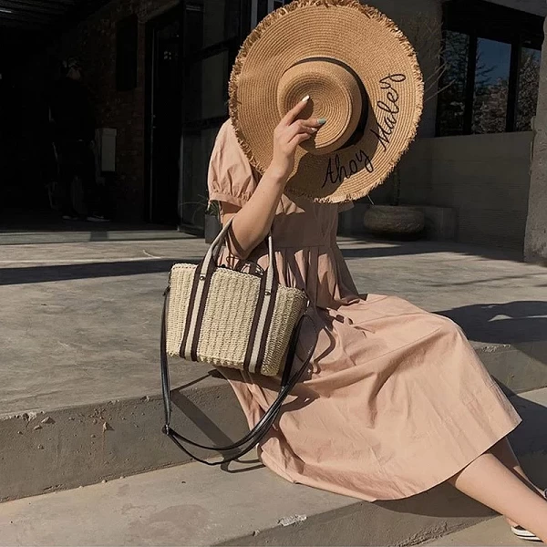 Sac de plage en paille tissé à la main | Sac rotin femme bohème|6,00 €|OKKO MODE