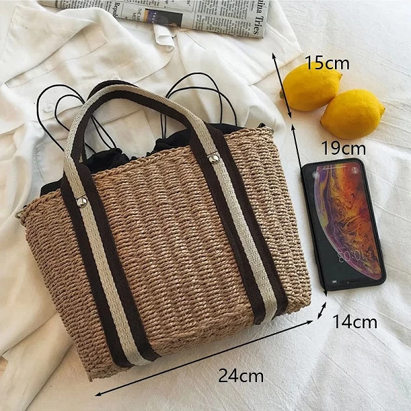 Sac de plage en paille tissé à la main | Sac rotin femme bohème|6,00 €|OKKO MODE