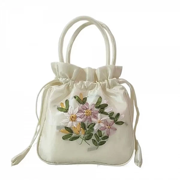 Sac à main en satin brodé rétro pour femme - fleur Hanfu, portefeuilles, sacs de rangement|1,96 €|OKKO MODE