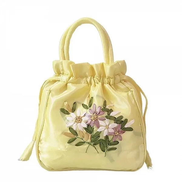 Sac à main en satin brodé rétro pour femme - fleur Hanfu, portefeuilles, sacs de rangement|1,96 €|OKKO MODE