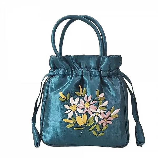 Sac à main en satin brodé rétro pour femme - fleur Hanfu, portefeuilles, sacs de rangement|1,96 €|OKKO MODE