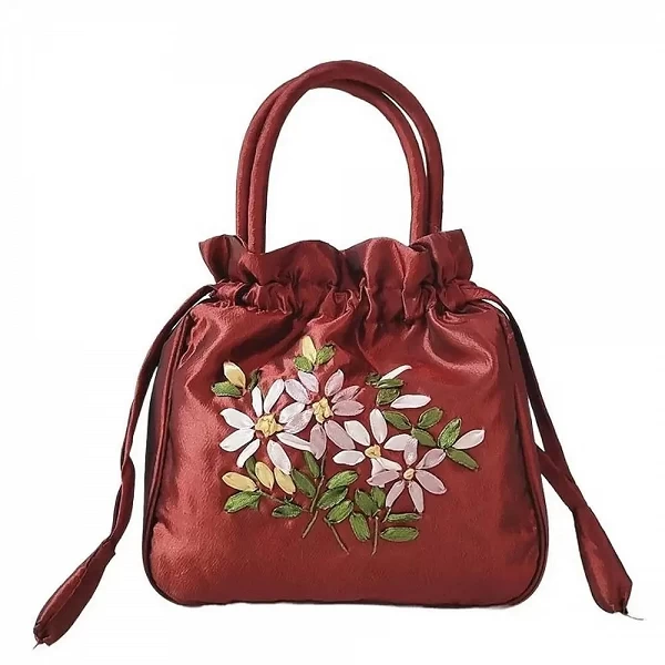 Sac à main en satin brodé rétro pour femme - fleur Hanfu, portefeuilles, sacs de rangement|1,96 €|OKKO MODE