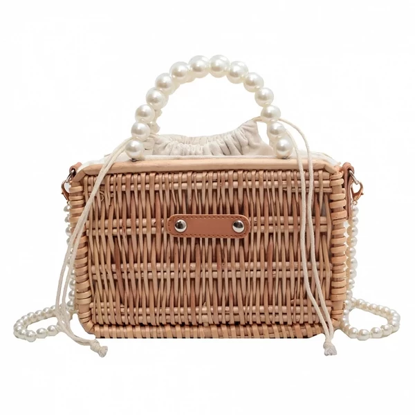 Sac à Main Tissé à la Main en Rotin pour Femme, Fourre-Tout à Perles, Simple, Décontracté, à la Mode, pour Voyage|17,99 €|OKKO MODE