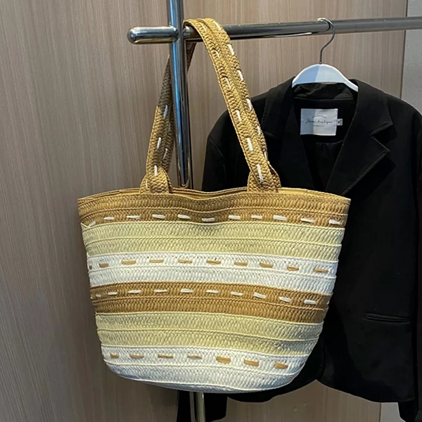 Sac à main en paille tissé à la main pour femmes, fourre-tout d'été simple et décontracté de grande capacité pour documents d'ab|16,10 €|OKKO MODE