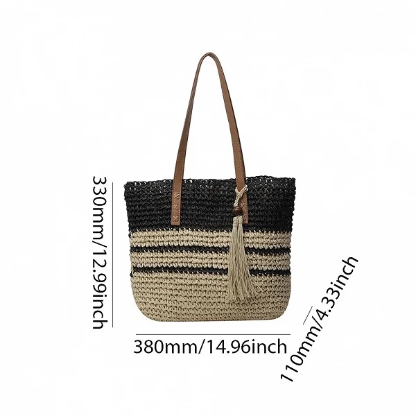 Sac à main tissé à la main avec glands pour femme, sac tissé à la main, sac de plage de voyage, sac sous les bras tissé, grande |13,49 €|OKKO MODE