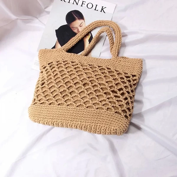 Sac de plage bohème vintage pour femmes, sacs à main creux de grande capacité, fourre-tout de voyage tricotés à la main en rotin|14,40 €|OKKO MODE