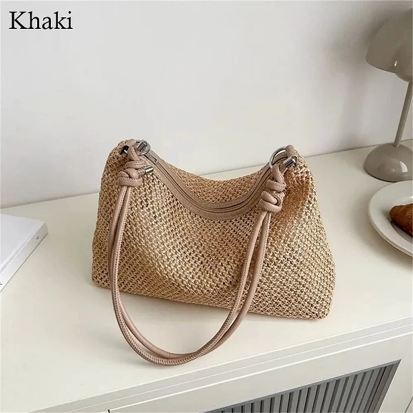 Sac fourre-tout tressé à la main en rotin pour femmes et filles, sac en paille tissé mignon, sac initié de grande capacité|6,44 €|OKKO MODE