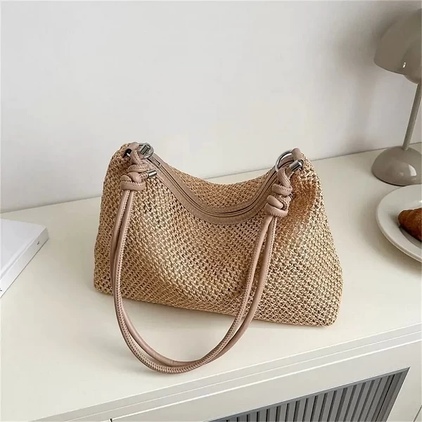 Sac fourre-tout tressé à la main en rotin pour femmes et filles, sac en paille tissé mignon, sac initié de grande capacité|6,44 €|OKKO MODE