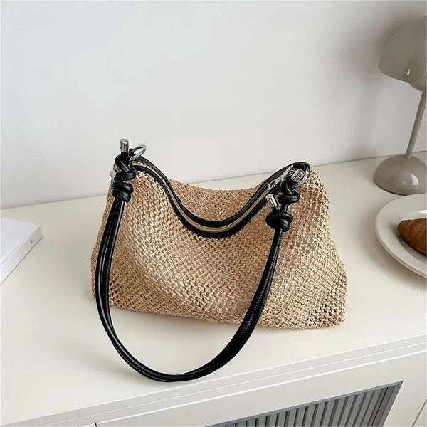 Sac fourre-tout tressé à la main en rotin pour femmes et filles, sac en paille tissé mignon, sac initié de grande capacité|6,44 €|OKKO MODE