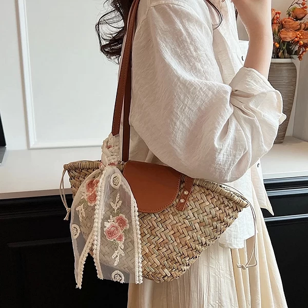 Sac à Main Tissé en Paille de Grande Capacité pour Femme, Fourre-Tout à la Mode, Chic Hobo pour ixet Vacances|17,09 €|OKKO MODE