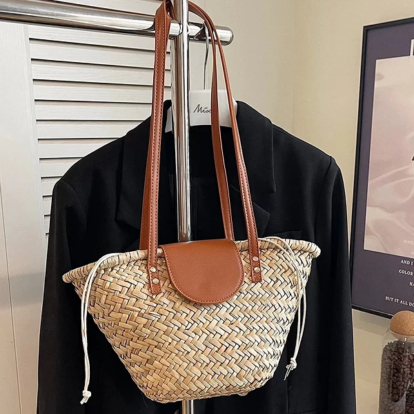 Sac à Main Tissé en Paille de Grande Capacité pour Femme, Fourre-Tout à la Mode, Chic Hobo pour ixet Vacances|17,09 €|OKKO MODE