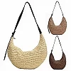 Sac demi-lune tissé en paille pour femme, sac initié au tissage, fourre-tout de grande capacité, pocommuniste, fermeture à gliss|13,49 €|OKKO MODE