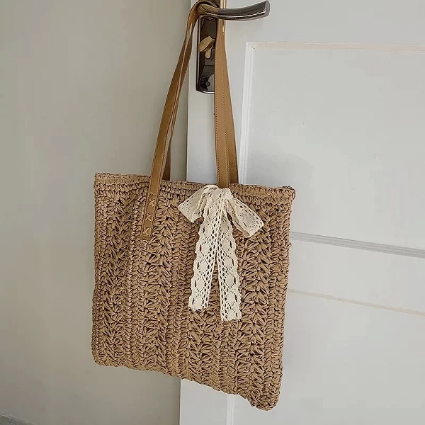 Sac à main tissé en paille Gusure pour femmes - Fourre-tout plage, voyage, shopping【Okko-mode】|13,49 €|OKKO MODE