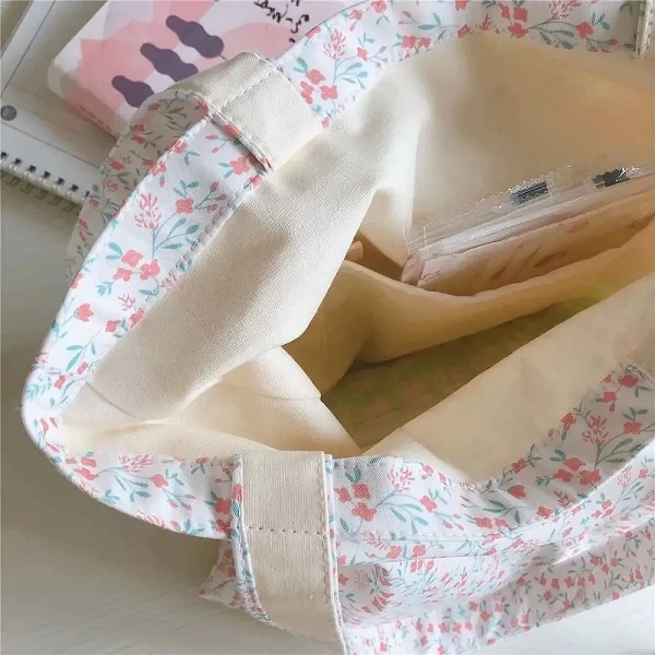 Sac à provisions en coton pour femmes - Design floral coréen, réutilisable et pliable|7,04 €|OKKO MODE