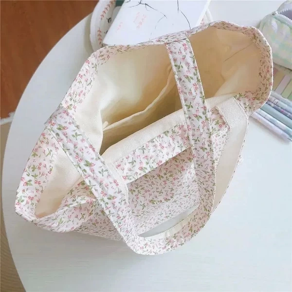 Sac à provisions en coton pour femmes - Design floral coréen, réutilisable et pliable|7,04 €|OKKO MODE