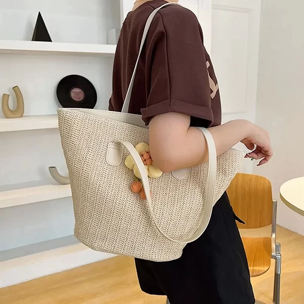 Sac messager bohème en paille pour femmes - Sac à main tissé d'été, plage et shopping|8,93 €|OKKO MODE