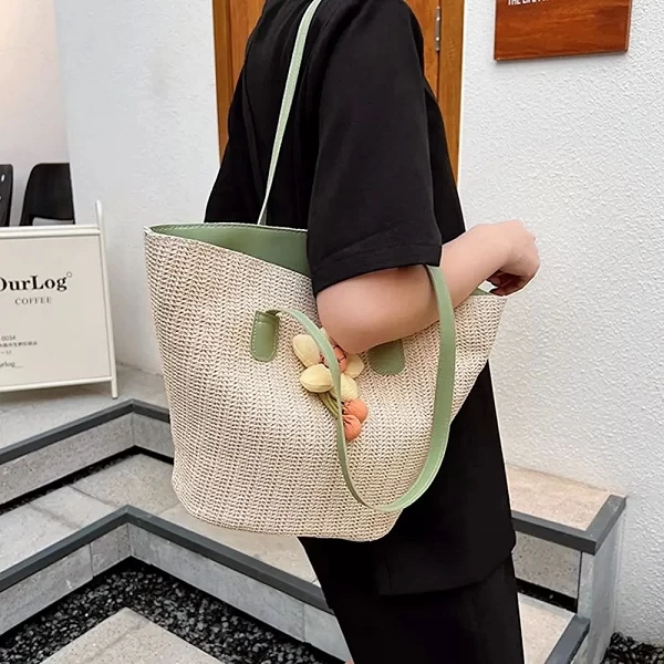 Sac messager bohème en paille pour femmes - Sac à main tissé d'été, plage et shopping|8,93 €|OKKO MODE