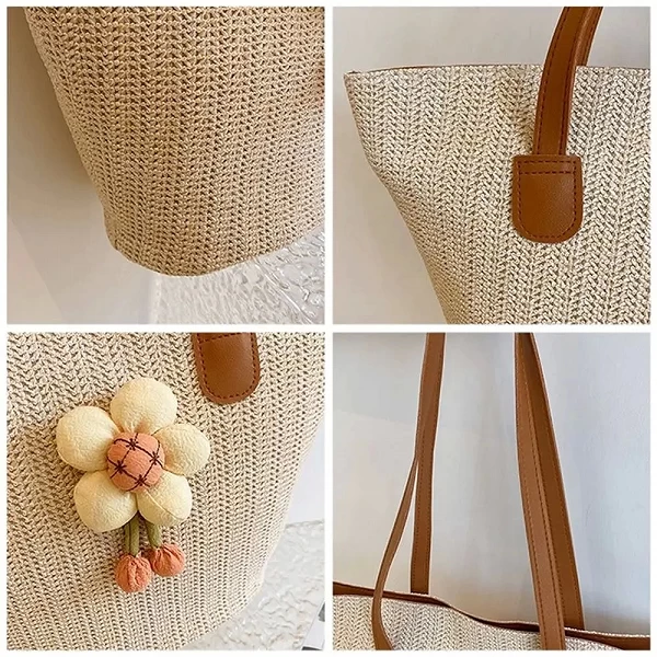 Sac messager bohème en paille pour femmes - Sac à main tissé d'été, plage et shopping|8,93 €|OKKO MODE