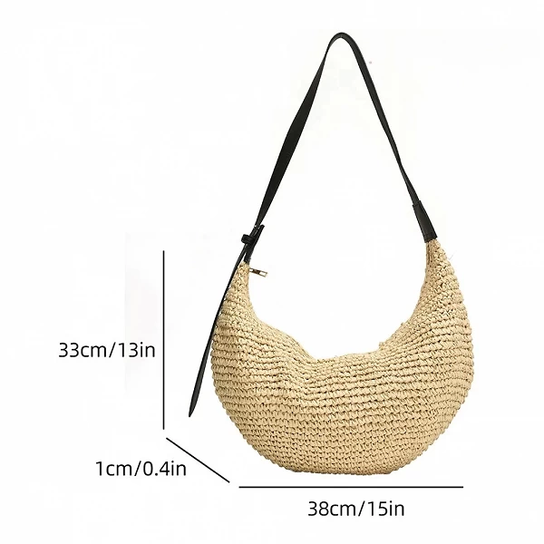 Sac en paille tissé demi-lune pour femme - Okko Mode|16,50 €|OKKO MODE