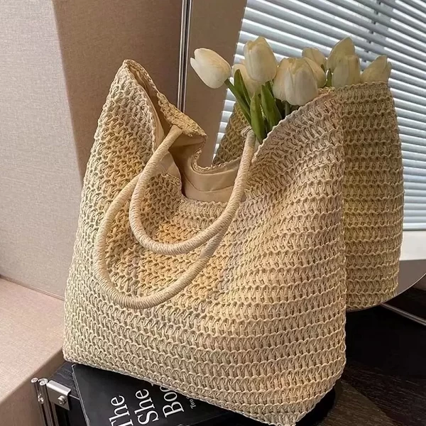 Sac de plage vintage tissé à la main pour femmes - Style rétro en paille et bohème pour l'été|9,90 €|OKKO MODE