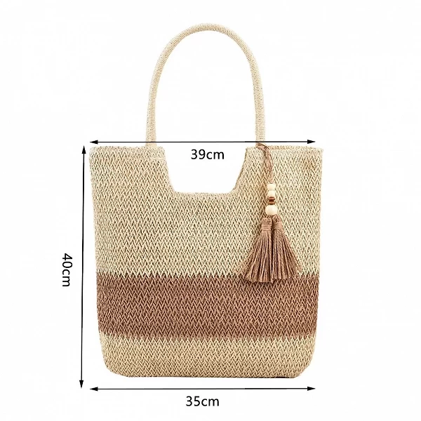 Grand sac de plage en paille pour femmes avec glands - Okko Mode|13,92 €|OKKO MODE