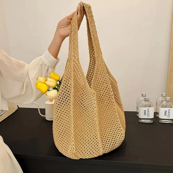 Sac fourre-tout en paille de plage d'été - Modèle bohème spacieux|8,93 €|OKKO MODE