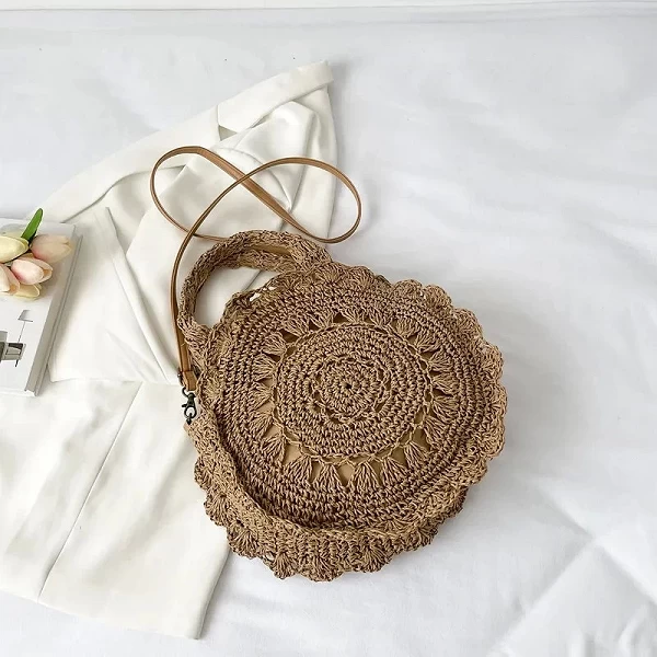 Sac rond tissé à la main en paille creuse d'été pour femmes - Accessoire chic et tendance par Okko Mode|13,05 €|OKKO MODE