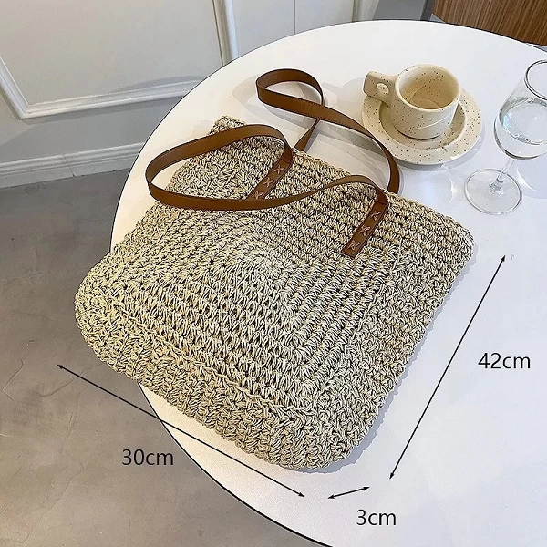 Sac de plage en paille carré tissé main bohème - Okko-mode.fr|8,16 €|OKKO MODE