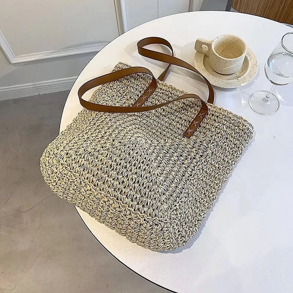 Sac de plage en paille carré tissé main bohème - Okko-mode.fr|8,16 €|OKKO MODE