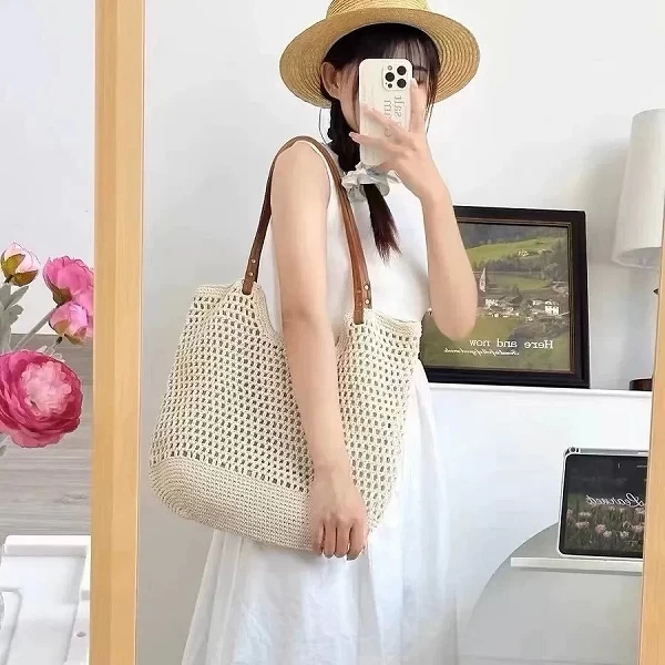 Sac Fourre-Tout Tissé en Paille de Grande Capacité pour Femme - Okko Mode|3,90 €|OKKO MODE