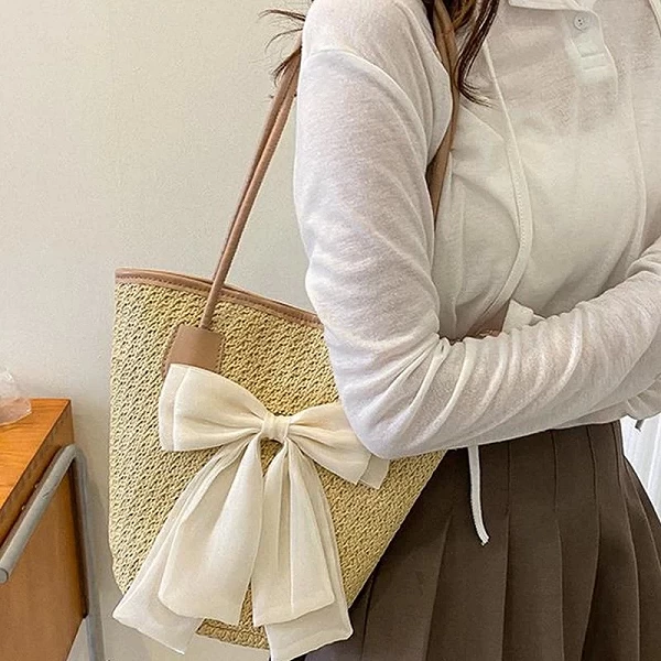 Sac fourre-tout tissé à la main grande capacité pour femmes - Style rural et frais, été plein de charme!|6,02 €|OKKO MODE