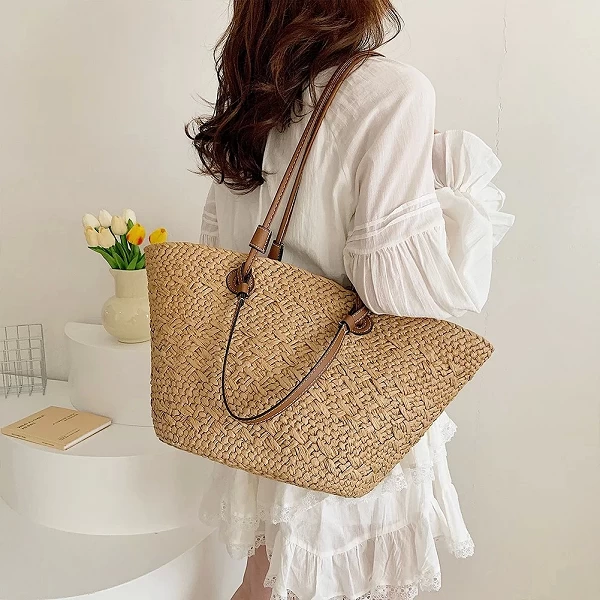 Sac de Plage Tressé Grande Capacité Femme - Été Chic et Pratique!|17,09 €|OKKO MODE