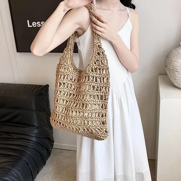 Sac fourre-tout tissé en paille pour femme - Style estival chic et tendance|25,96 €|OKKO MODE