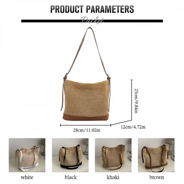 Sac messager en rotin tressé à la main pour femmes et filles - Accessoire bohème chic, grande capacité|6,97 €|OKKO MODE