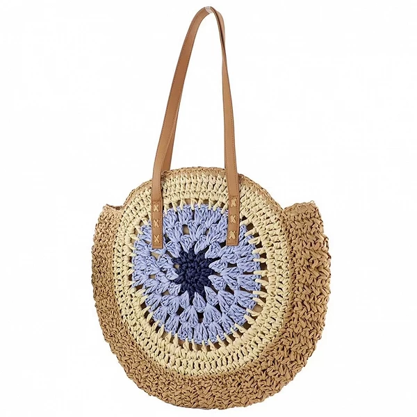 Sac fourre-tout rond en paille tissée ChimLarge pour femmes - Accessoire de plage chic et pratique|6,96 €|OKKO MODE