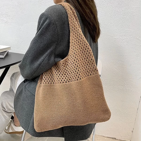 Sac à Main Vintage Tissé Sous Bras pour Femme - Fourre-Tout Voyage Plage Été|1,95 €|OKKO MODE