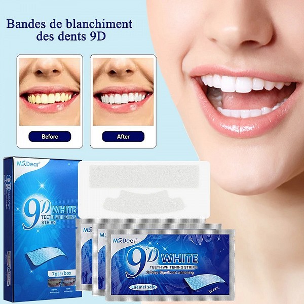 Autocollants de blanchiment des dents 9D - Bandes gel dentifrice soins bucco-dentaires|2,69 €|OKKO MODE