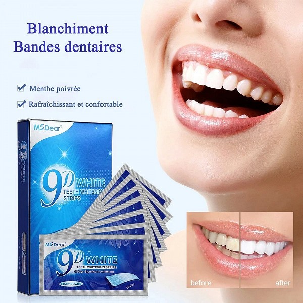 Autocollants de blanchiment des dents 9D - Bandes gel dentifrice soins bucco-dentaires|2,69 €|OKKO MODE