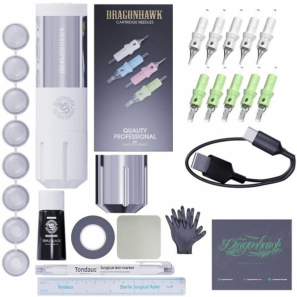 Kit Machine Tatouer Sans Fil Dragonhawk - Cartouches Maquillage Permanent et Pigments Eureka Refillulseur|142,19 €|OKKO MODE