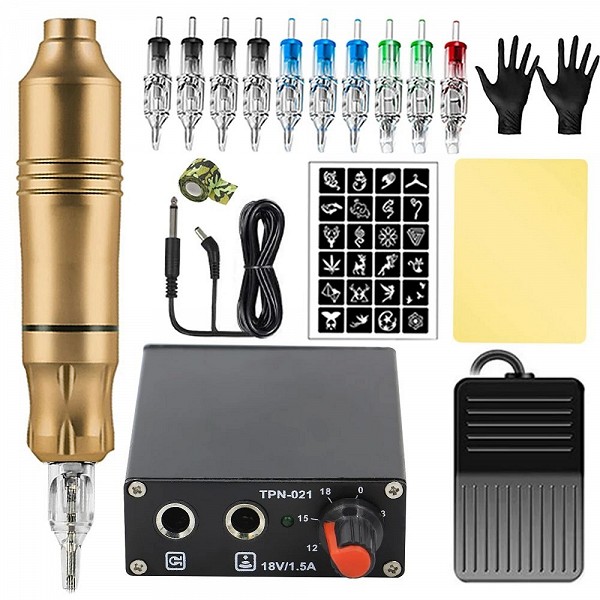 Kit professionnel de machine à tatouer | Stylo rotatif, alimentation et cartouches_IPX7|51,91 €|OKKO MODE